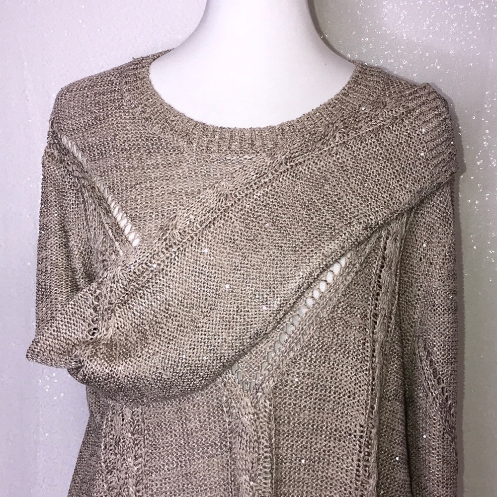 ROCK & ROLL COWGIRL Sequin Beige Sweater Size XL